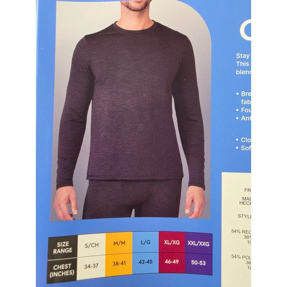 Free Country Mens Microtech Heat Cloud Knit Base Layer Top Black Small NEW.
